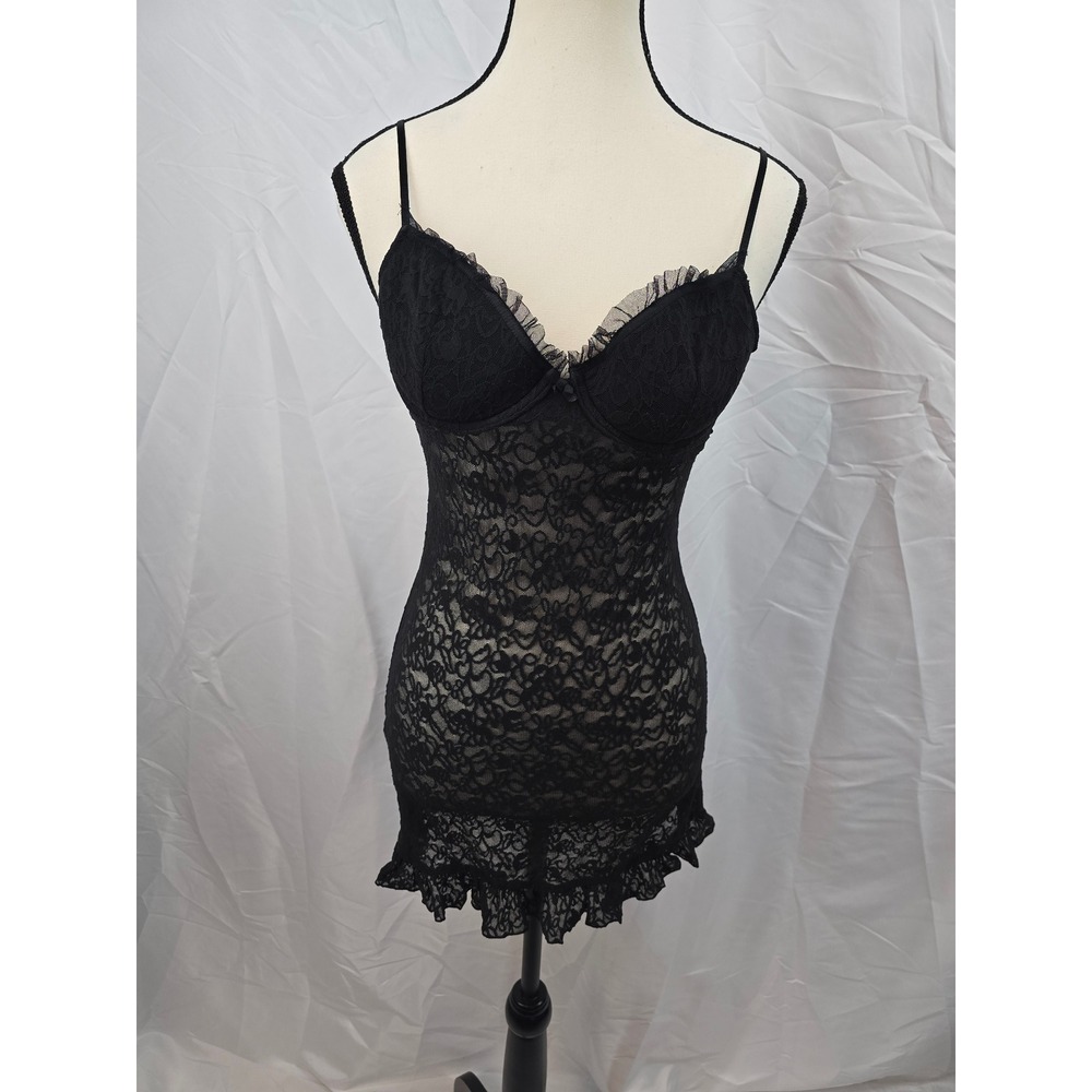Victoria's Secret Black Lace Chemise Slip
